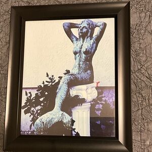 Framed Mermaid Statue Art Print